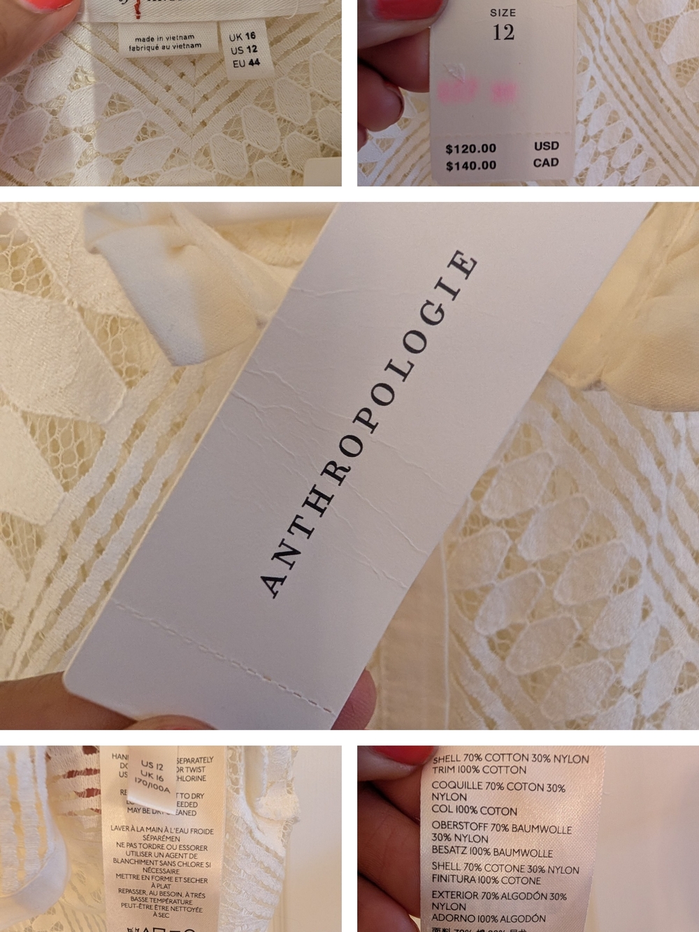 Anthropologie Ivory Crochet Button-Front Blouse - Picture 8 of 8
